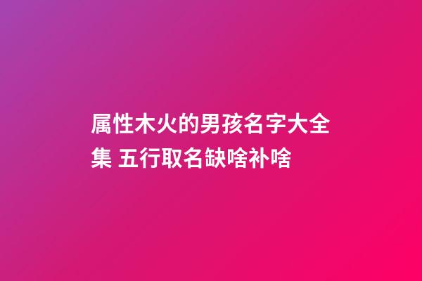 属性木火的男孩名字大全集 五行取名缺啥补啥